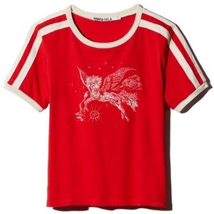 Pam & Gela Unicorn Pegasus Graphic Ringer T Shirt shirt sleeves EUC size medium